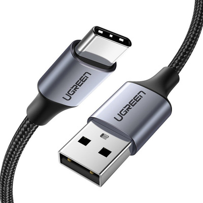 Кабель USB 2.0 AM-Type-C M, 1.5 м, 60W Nickel Plating Aluminum Braid Чорний, US288 UGREEN