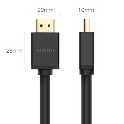 Кабель HDMI M - M, 1.0 м, V2.0 Cafule 4K, HD104 UGREEN Чорний