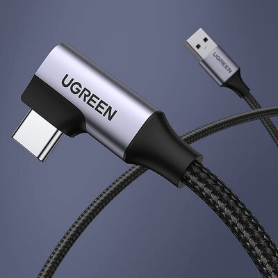Кабель USB 2.0 AM-Type-C M, 1 м, 60W Чорний, 90°Angle US385 UGREEN