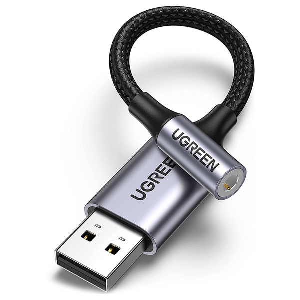Звукова карта USB AUX jack, TRRS (Mic + Ear) KT0210 25 СМ Ugreen Чорна CM477