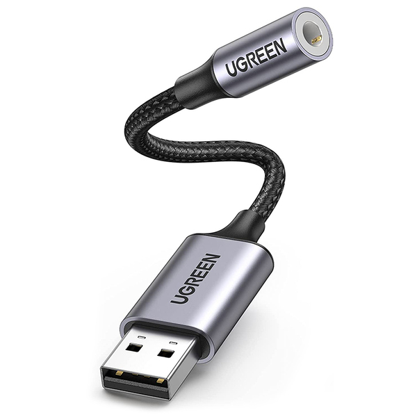 Звукова карта USB AUX jack, TRRS (Mic + Ear) KT0210 25 СМ Ugreen Чорна CM477