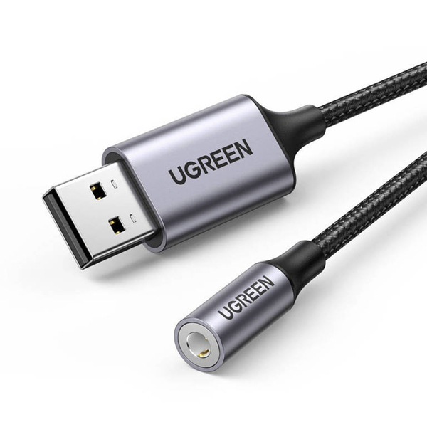Звукова карта USB AUX jack, TRRS (Mic + Ear) KT0210 25 СМ Ugreen Чорна CM477