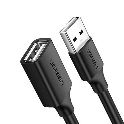 Кабель продовжувач USB 2.0 AM-AF, 5 м, Nickel Plating Extension Cable Чорний, US103 UGREEN