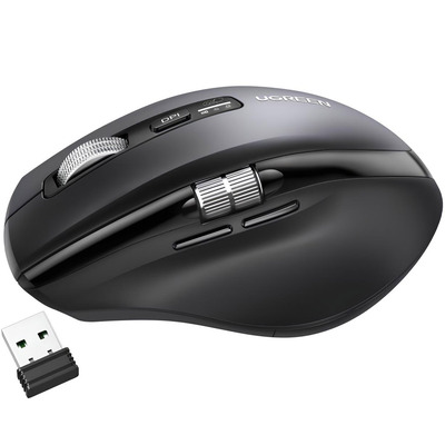 Мишка UGREEN 2.4GHz&amp;BT M751 Ergonomic Contoured-Shape, бездротова, 5000dpi., 5кн., Чорна