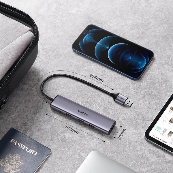 Хаб USB 3.0 -> 4хUSB 3.0 з живленням Type-C CM473 Ugreen