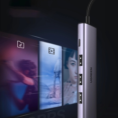 Хаб USB 3.0 -> 4хUSB 3.0 з живленням Type-C CM473 Ugreen