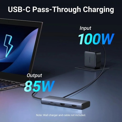 Хаб USB 3.2 Type-C ->2xUSB-A 3.2/2xUSB-C 3.2 10Гбіт/с/ 2xHDMI 4K60Гц PD 100Вт,сірий CM498 Ugreen