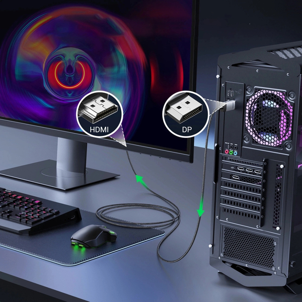 Кабель DisplayPort M - M V1.2 K@60Hz&amp;2K/144Hz &amp;1080P/240Hz  3м UGREEN DP119 чорний