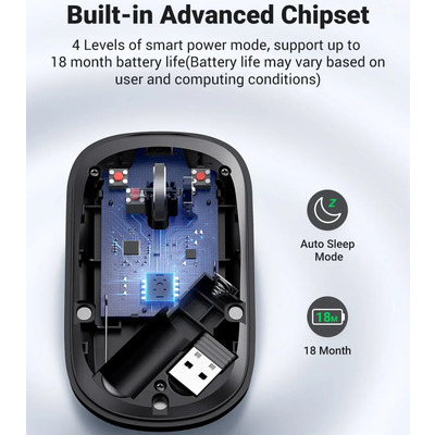 Мишка UGREEN 2.4GHz MU001, бездротова, 4000dpi., 3кн., чорна