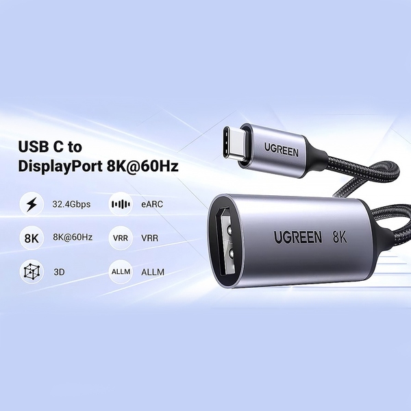 Перехідник USB 2.0 Type-C --> DisplayPort Thunderbolt 4 8k 60hz CM654 Ugreen сірий