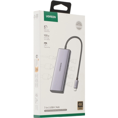 Хаб USB 3.0 Type-C -> 1хUSB-A 3.0/3хUSB-A 2.0/2xHDMI 4K 30Гц  PD  CM498 Ugreen