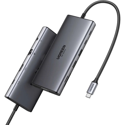 Хаб USB 3.2 Type-C->1xUSB-A3.2/1xUSB-A3.1/2xUSB-C3.2/ RJ45/HDMI/VGA/RJ45/SD/TF+3.5mm PD CM639 Ugreen