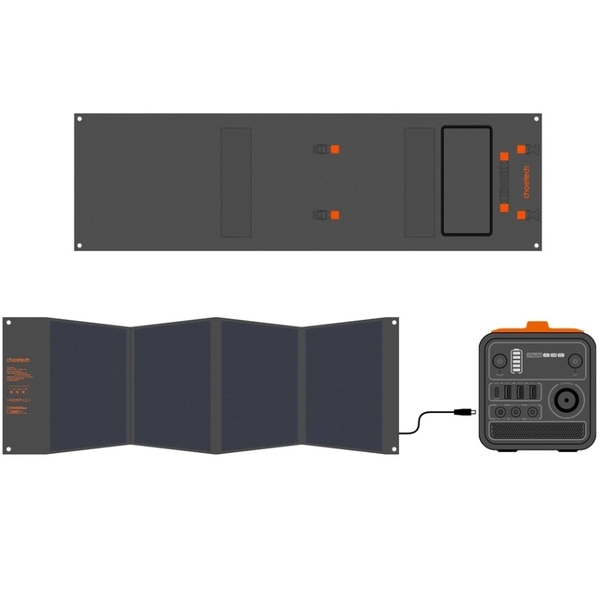Солнечная панель Choetech 120W DC120W, 1*USB QC3.0 18W,1*USB-C PD3.0 60W 177x53см