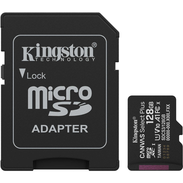 Карта пам'яті Kingston microSDXC 128GB Canvas Select Plus Gen3 C10 A1 (з адаптером)