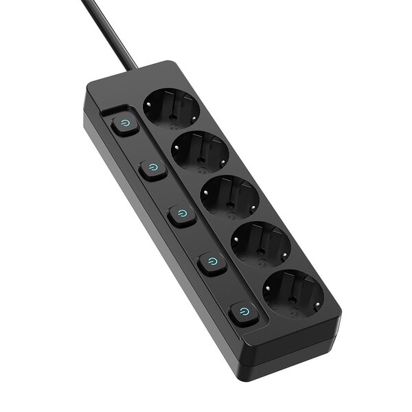 Фильтр питания СolorWay (CW-PSEA52SBK) 5 розеток, 2м, Black