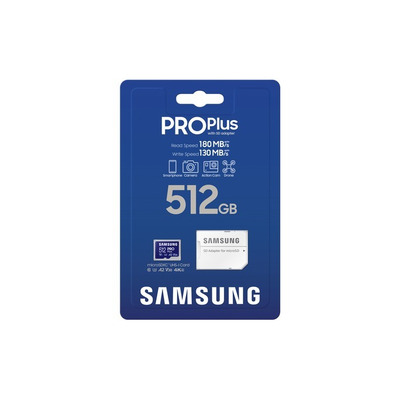 Карта пам`яті MicroSDXC 512GB UHS-I/U3 Class 10 Samsung Pro Plus R180/W130MB/s + SD-адаптер (MB-MD512SB/WW)