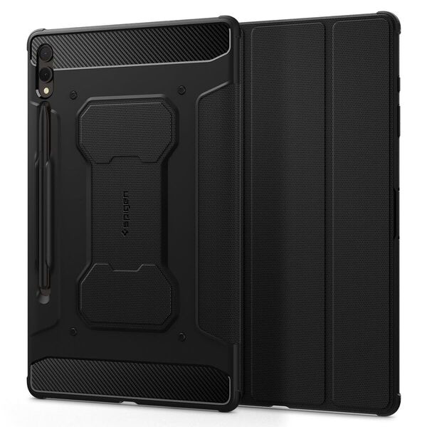 Чехол-книжка Spigen Rugged Armor Pro для Samsung Galaxy Tab S9+ 12.4 SM-X810/SM-X816 / Tab S10+ 12.4 SM-X820/SM-X826 Black (ACS06539)