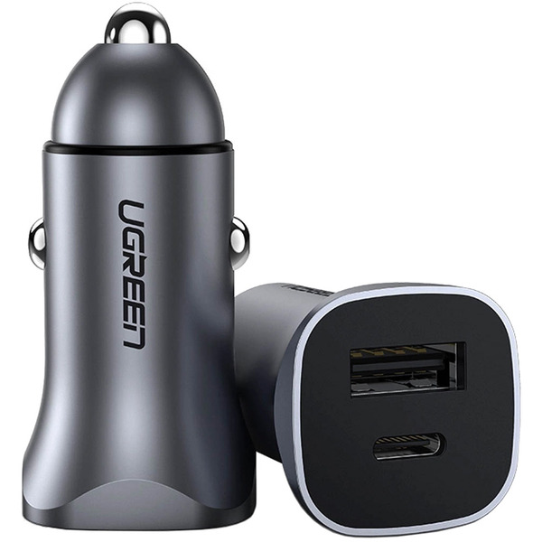 Автозарядка 2xUSB 30W (USB-C+USB-A) CD130 Ugreen