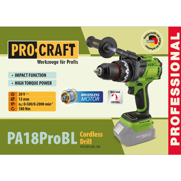 Шуруповерт Procraft PA18ProBL (без акб і зп)