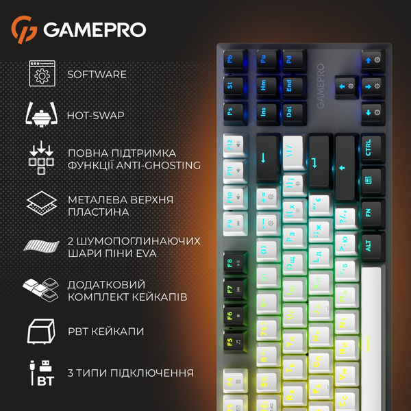 Клавиатура беспроводная GamePro Genesis Joker Pro MK124G Pro Gray