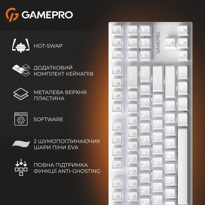 Клавиатура GamePro Genesis Joker MK124W Outemu Red Swithes USB White