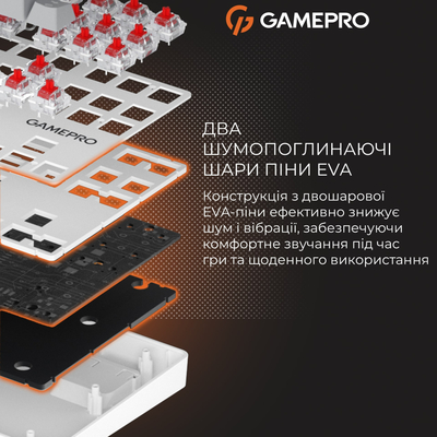 Клавиатура GamePro Genesis Metallic MK110W Outemu Red Swithes USB White