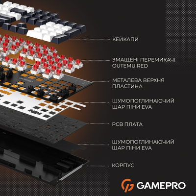 Клавиатура GamePro Genesis Metallic MK144B Outemu Red Swithes USB Black