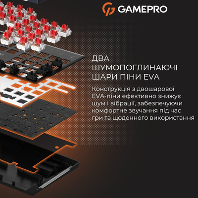 Клавиатура GamePro Genesis Metallic MK144B Outemu Red Swithes USB Black