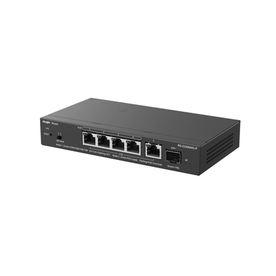 Коммутатор Ruijie Reyee RG-ES206MG-P (4x2,5GE PoE+, 1х2,5GE, 1xSFP+ Uplink, CCTV, Cloud Managed, L2, max PoE 70W, настольный, бесшумный, металл)