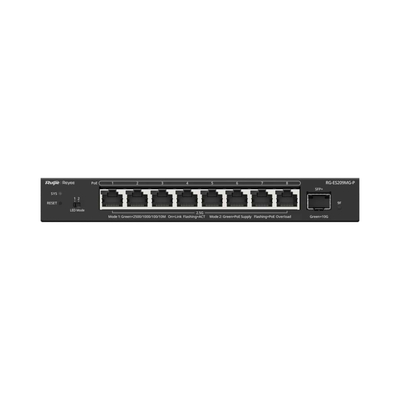 Коммутатор Ruijie Reyee RG-ES209MG-P (8x2,5GE PoE+, 1xSFP+ Uplink, CCTV, Cloud Managed, L2, max PoE 130W, настольный, бесшумный, металл)