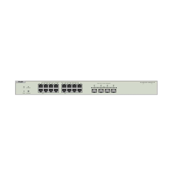 Коммутатор Ruijie Reyee RG-NBS3300-16MG4XS-HP (16x2,5GE PoE+, 4xSFP+, max PoE 370W, Desktop Steel Case, Ruijie Cloud, L2+)