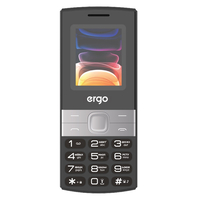 Мобильный телефон Ergo B185 Dual Sim Black; 1.77" (160х120) TFT / кнопочный моноблок / Unisoc SC6531E / ОЗУ 32 МБ / 32 МБ встроенной + microSD до 32 ГБ / камера 0.3 Мп / 2G (EDGE) / Bluetooth / 118.4x49.5x12.95 мм, 80 г / 1000 мАч / черный