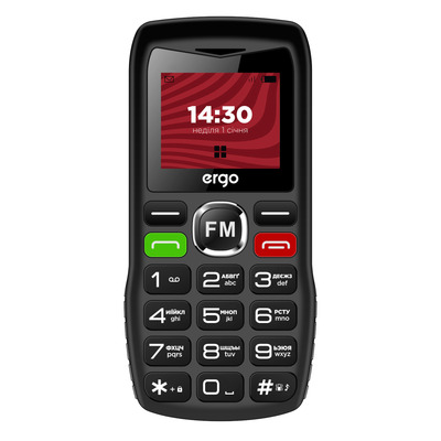 Мобильный телефон Ergo R182 Dual Sim Black; 1.77 (160х120) TFT / кнопочный моноблок / Unisoc SC6531E / ОЗУ 32 МБ / 32 МБ встроенной + microSD до 32 ГБ / камера 0.3 Мп / 2G (EDGE) / Bluetooth / 121x57x14.4 мм, 80 г / 1000 мАч / черный