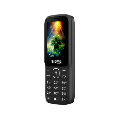 Мобильный телефон Sigma mobile X-style 242 Lucky Black; 2.4" (320х240) TN / кнопочный моноблок/ Spreadtrum SC6531E / microSD до 32 ГБ / камера 0.3 Мп / 2G (GSM) / Bluetooth / 125х55х15 мм, 104 г / 2500 мАч / черный