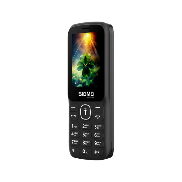 Мобильный телефон Sigma mobile X-style 242 Lucky Black; 2.4" (320х240) TN / кнопочный моноблок/ Spreadtrum SC6531E / microSD до 32 ГБ / камера 0.3 Мп / 2G (GSM) / Bluetooth / 125х55х15 мм, 104 г / 2500 мАч / черный