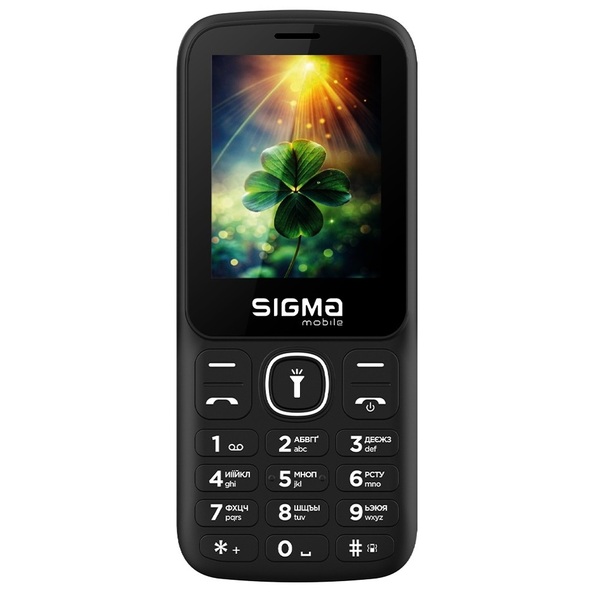 Мобильный телефон Sigma mobile X-style 242 Lucky Black; 2.4" (320х240) TN / кнопочный моноблок/ Spreadtrum SC6531E / microSD до 32 ГБ / камера 0.3 Мп / 2G (GSM) / Bluetooth / 125х55х15 мм, 104 г / 2500 мАч / черный