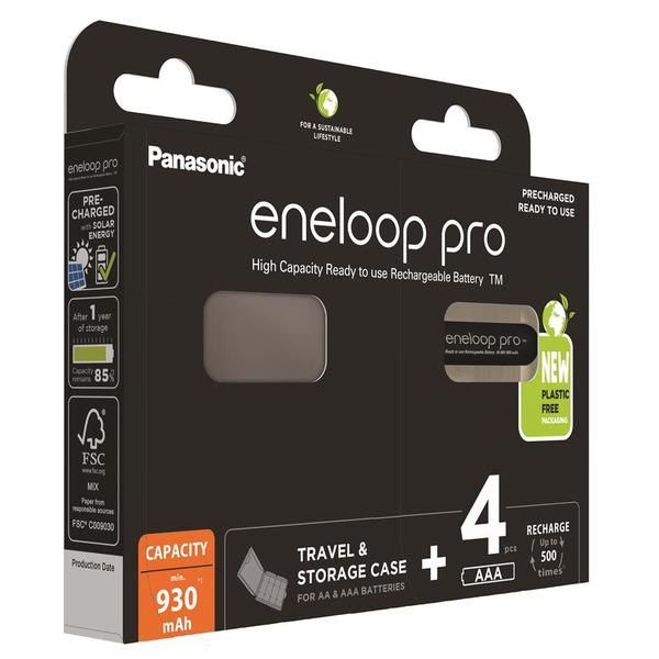 Батарейки Panasonic Eneloop Pro BK-4HCDEC4BE AAA/HR03 NI-MH 930 мАч BL 4 шт. + Чехол