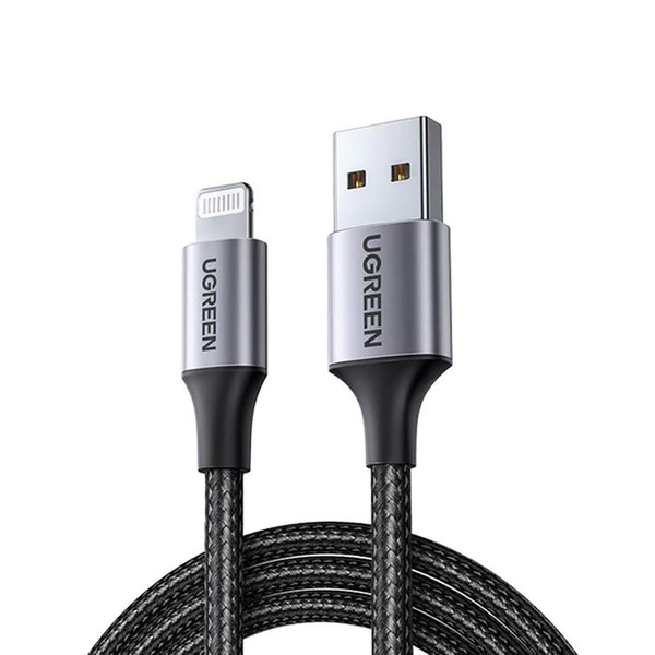 Кабель USB 2.0 AM-Lightning M, 1 м, 2.4A, Чорний, US199 UGREEN