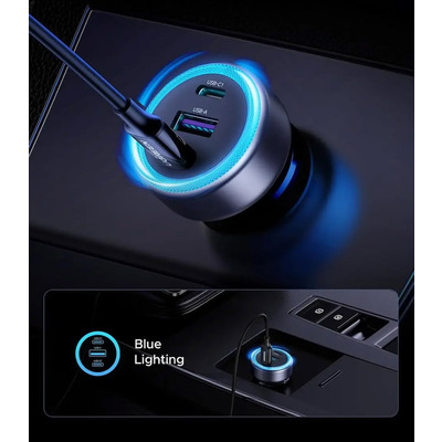 Автозарядка 3xUSB 30W (2xUSB-C + USB-A) QC 4.0 Сіра (EC307) UGREEN