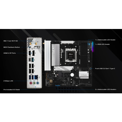 Материнская плата ASRock B850M Pro RS WiFi Socket AM5