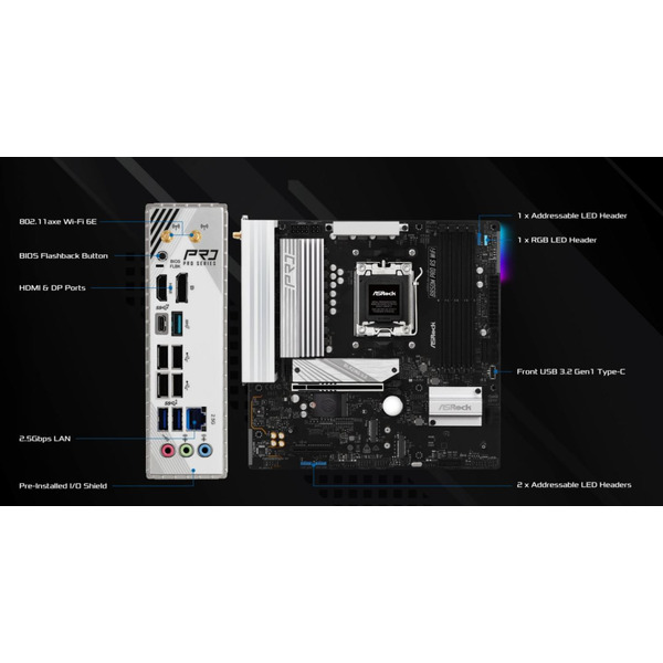 Материнская плата ASRock B850M Pro RS WiFi Socket AM5