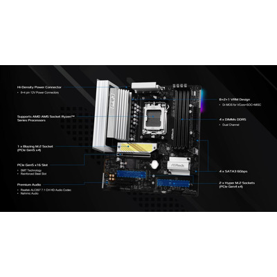 Материнская плата ASRock B850M Pro RS WiFi Socket AM5