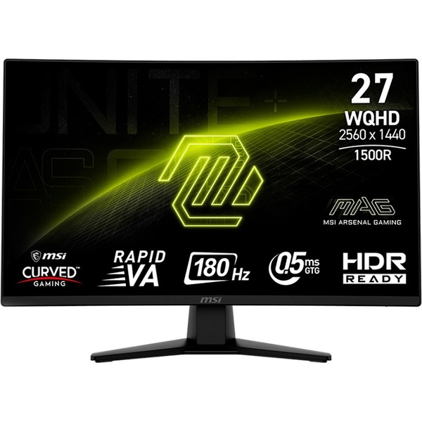 Монитор MSI 27" MAG 274CQF VA Black Curved 180Hz; 2560х1440, 300 кд/м2, 0.5 мс, DisplayPort, 2хHDMI, mini-jack 3.5 мм