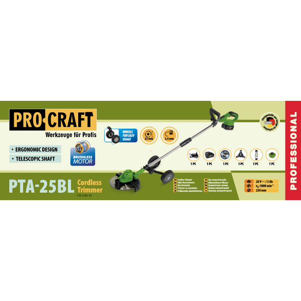 Аккумуляторный триммер Procraft PTA25BL (1 акб)