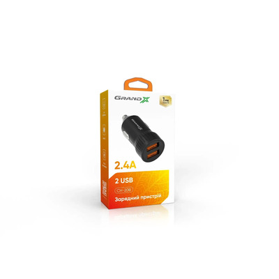 Автомобильное зарядное устройство Grand-X CH-20B (2xUSB 2.4A) Black