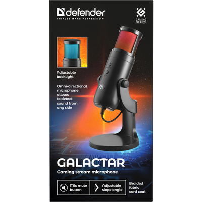 Ігровий стрім мікрофон Defender Galactar GMC 250 USB, LED, 1.5 м