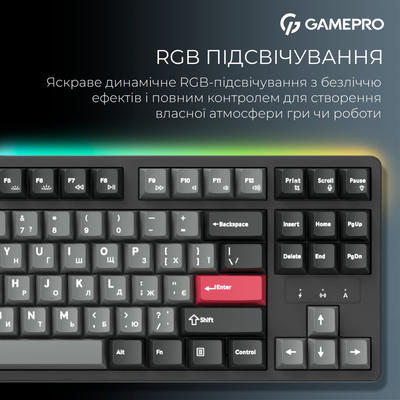 Клавіатура бездротова GamePro Asgard Ragnar Keychron Super Red Switch Black (MK285BK)