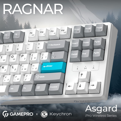 Клавиатура беспроводная GamePro Asgard Ragnar Keychron Super Red Switch White (MK285WH)