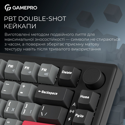 Клавиатура беспроводная GamePro Asgard Yord Keychron Super Red Switch Black (MK266BK)
