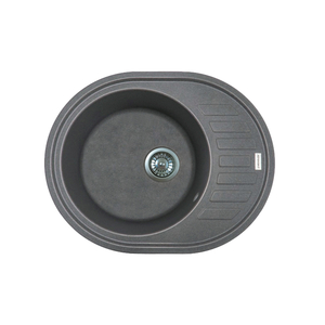 Мийка кухонна Adamant Ovum, штучний камінь, овальна, з крилом, 615х495х200мм, чаша - 1, врізна, сірий